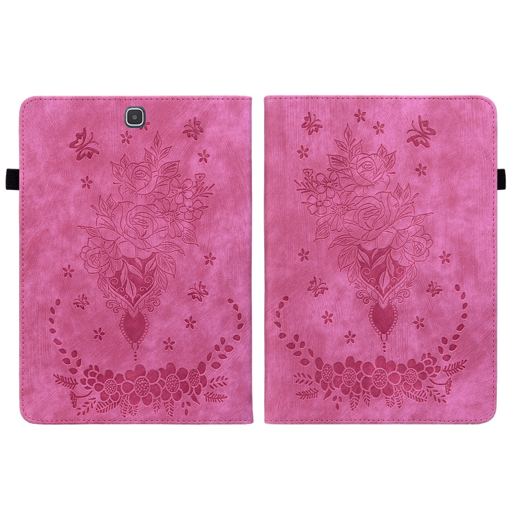 For Samsung Galaxy Tab A 9.7 T550 T555 Butterfly Rose Embossed Leather Tablet Case(Rose Red) by bashfashion