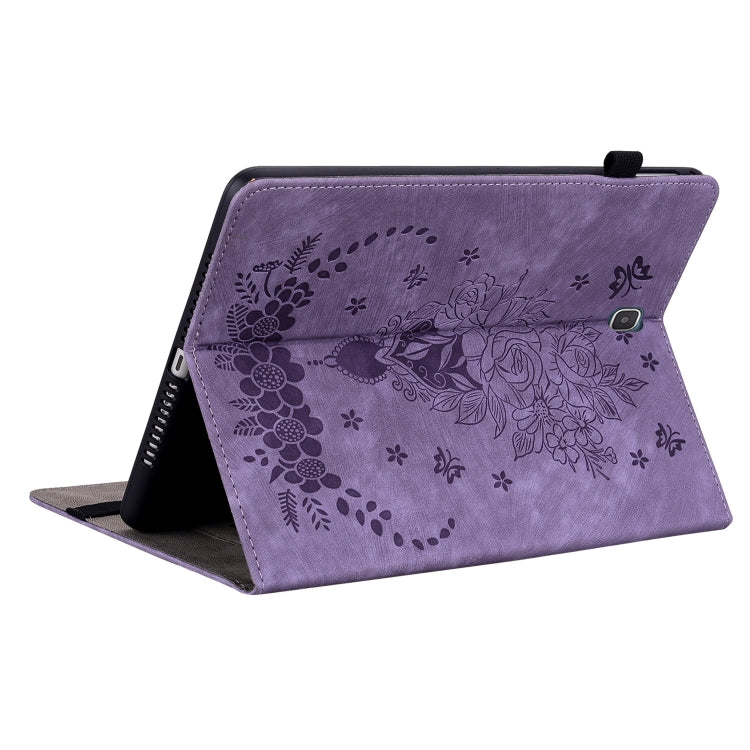 For Samsung Galaxy Tab A 9.7 T550 T555 Butterfly Rose Embossed Leather Tablet Case(Purple) by bashfashion