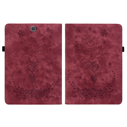 For Samsung Galaxy Tab A 9.7 T550 T555 Butterfly Rose Embossed Leather Tablet Case(Red) by bashfashion
