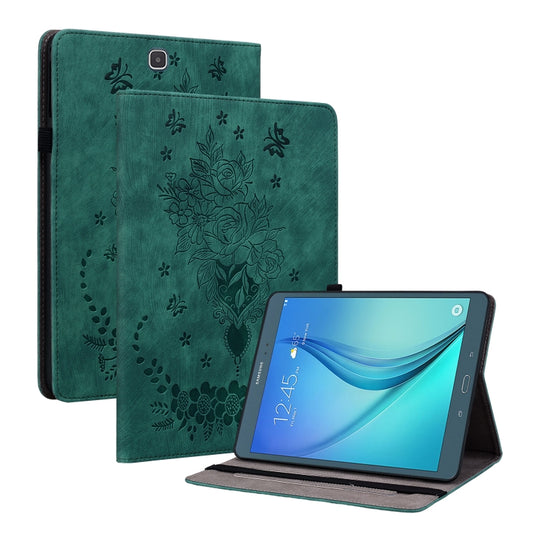For Samsung Galaxy Tab A 9.7 T550 T555 Butterfly Rose Embossed Leather Tablet Case(Green) by bashfashion