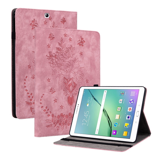 For Samsung Galaxy Tab S2 9.7 T810 T815 Butterfly Rose Embossed Leather Tablet Case(Pink) by bashfashion