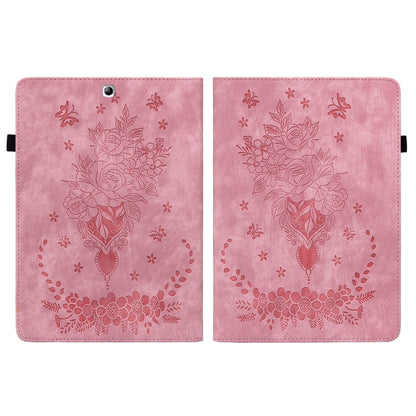 For Samsung Galaxy Tab S2 9.7 T810 T815 Butterfly Rose Embossed Leather Tablet Case(Pink) by bashfashion