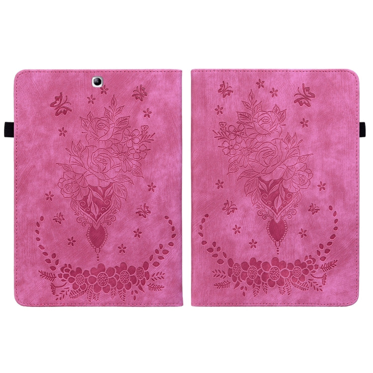 For Samsung Galaxy Tab S2 9.7 T810 T815 Butterfly Rose Embossed Leather Tablet Case(Rose Red) by bashfashion