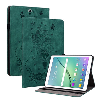 For Samsung Galaxy Tab S2 9.7 T810 T815 Butterfly Rose Embossed Leather Tablet Case(Green) by bashfashion