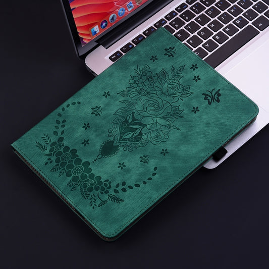For Samsung Galaxy Tab S2 9.7 T810 T815 Butterfly Rose Embossed Leather Tablet Case(Green) by bashfashion