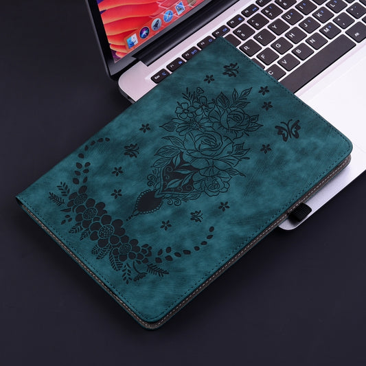 For Samsung Galaxy Tab S2 9.7 T810 T815 Butterfly Rose Embossed Leather Tablet Case(Dark Blue) by bashfashion