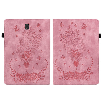 For Samsung Galaxy Tab S4 10.5 SM-T830 Butterfly Rose Embossed Leather Tablet Case(Pink) by bashfashion
