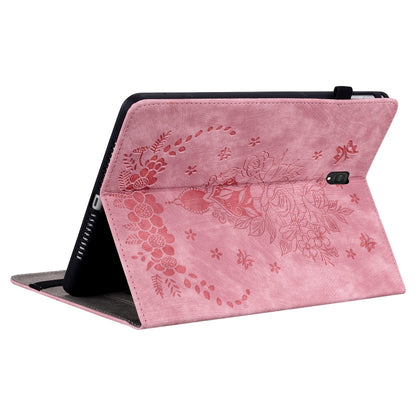 For Samsung Galaxy Tab S4 10.5 SM-T830 Butterfly Rose Embossed Leather Tablet Case(Pink) by bashfashion