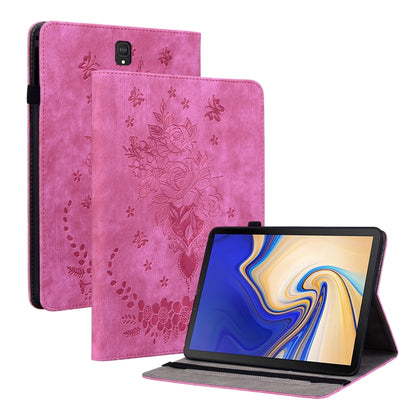 For Samsung Galaxy Tab S4 10.5 SM-T830 Butterfly Rose Embossed Leather Tablet Case(Rose Red) by bashfashion