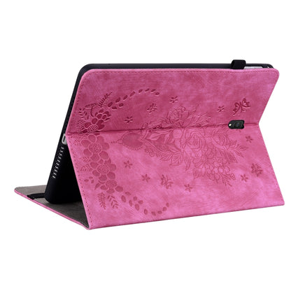 For Samsung Galaxy Tab S4 10.5 SM-T830 Butterfly Rose Embossed Leather Tablet Case(Rose Red) by bashfashion