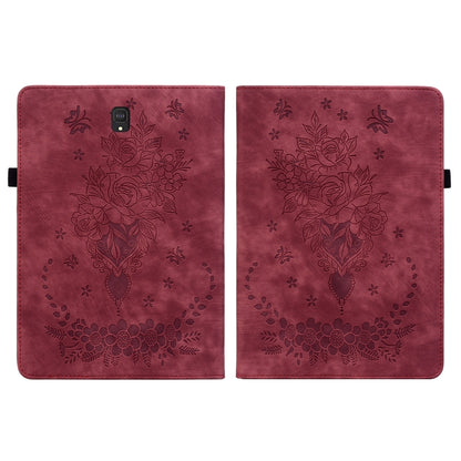For Samsung Galaxy Tab S4 10.5 SM-T830 Butterfly Rose Embossed Leather Tablet Case(Red) by bashfashion