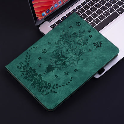 For Samsung Galaxy Tab S4 10.5 SM-T830 Butterfly Rose Embossed Leather Tablet Case(Green) by bashfashion