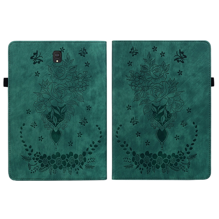 For Samsung Galaxy Tab S4 10.5 SM-T830 Butterfly Rose Embossed Leather Tablet Case(Green) by bashfashion