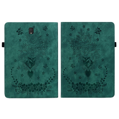 For Samsung Galaxy Tab S4 10.5 SM-T830 Butterfly Rose Embossed Leather Tablet Case(Green) by bashfashion