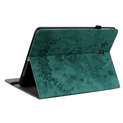 For Samsung Galaxy Tab S4 10.5 SM-T830 Butterfly Rose Embossed Leather Tablet Case(Green) by bashfashion