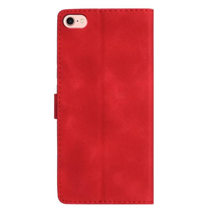 For iPhone 16e Flower Butterfly Embossing Pattern Leather Phone Case(Red) by bashfashion