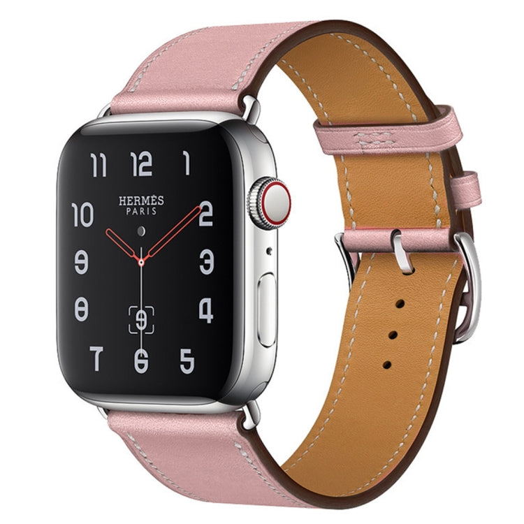 For Apple Watch Series 7 41mm / 6 & SE & 5 & 4 40mm / 3 & 2 & 1 38mm Leather Watch Band(Pink) by bashfashion