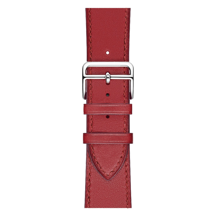 For Apple Watch Series 7 41mm / 6 & SE & 5 & 4 40mm / 3 & 2 & 1 38mm Leather Watch Band(Red) by bashfashion