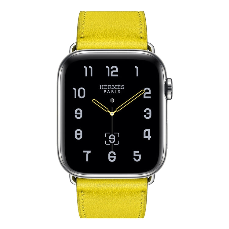 For Apple Watch Series 7 41mm / 6 & SE & 5 & 4 40mm / 3 & 2 & 1 38mm Leather Watch Band(Yellow) by bashfashion