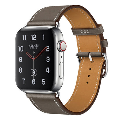 For Apple Watch Series 7 41mm / 6 & SE & 5 & 4 40mm / 3 & 2 & 1 38mm Leather Watch Band(Grey) by bashfashion
