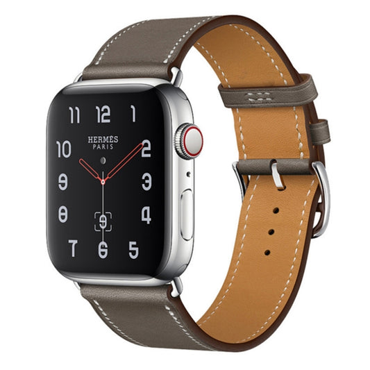 For Apple Watch Series 7 41mm / 6 & SE & 5 & 4 40mm / 3 & 2 & 1 38mm Leather Watch Band(Grey) by bashfashion