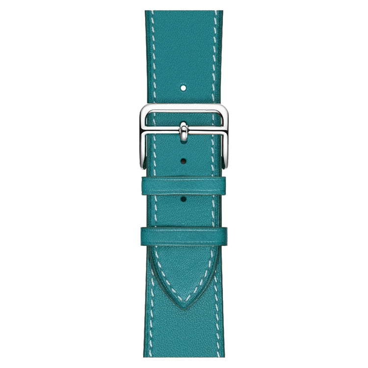 For Apple Watch Series 7 41mm / 6 & SE & 5 & 4 40mm / 3 & 2 & 1 38mm Leather Watch Band(Blue) by bashfashion