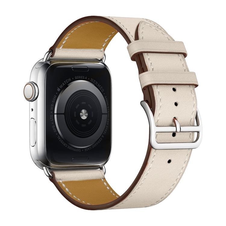 For Apple Watch Series 7 41mm / 6 & SE & 5 & 4 40mm / 3 & 2 & 1 38mm Leather Watch Band(Creamy-white) by bashfashion