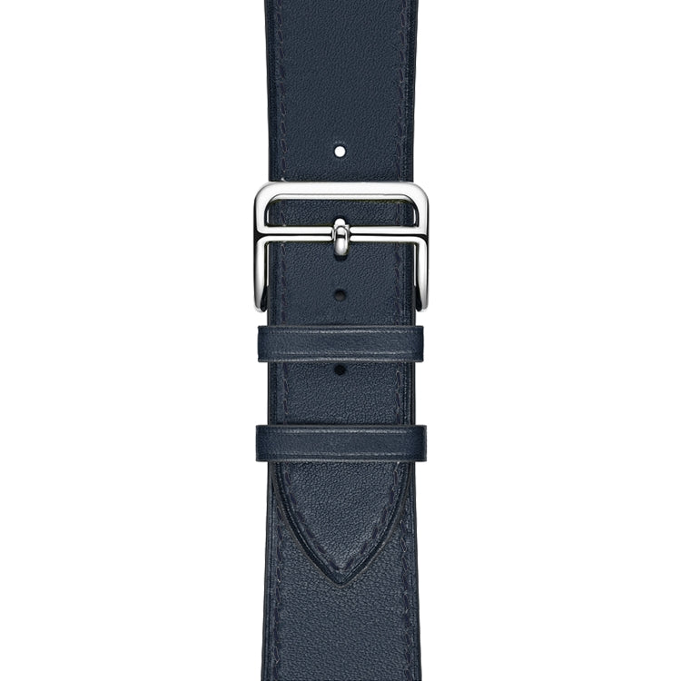 For Apple Watch Series 7 41mm / 6 & SE & 5 & 4 40mm / 3 & 2 & 1 38mm Leather Watch Band(Dark Blue) by bashfashion