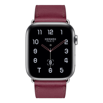 For Apple Watch Series 7 41mm / 6 & SE & 5 & 4 40mm / 3 & 2 & 1 38mm Leather Watch Band(Purplish Red) by bashfashion