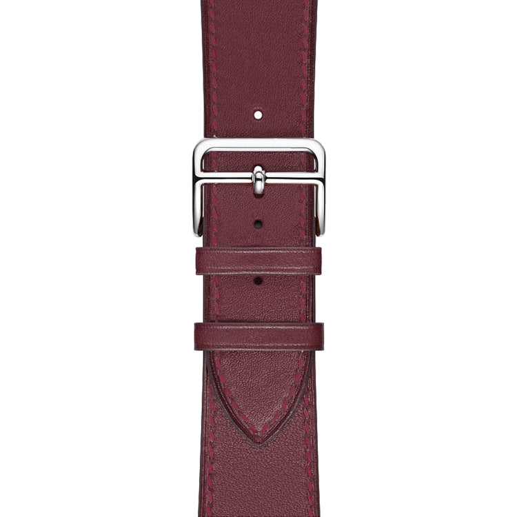 For Apple Watch Series 7 41mm / 6 & SE & 5 & 4 40mm / 3 & 2 & 1 38mm Leather Watch Band(Purplish Red) by bashfashion