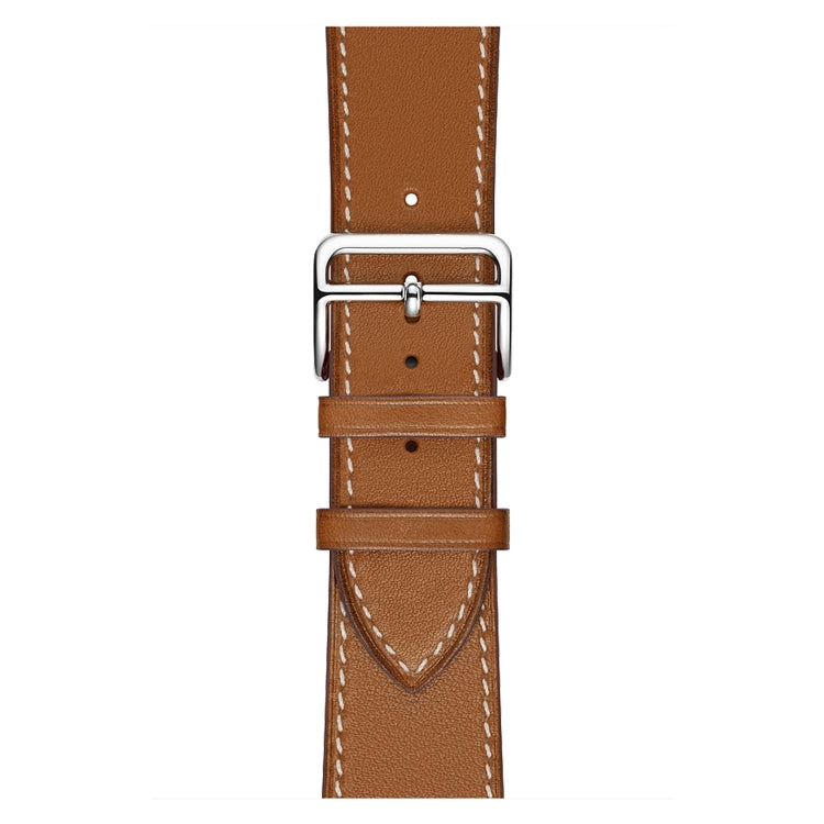 For Apple Watch Series 7 41mm / 6 & SE & 5 & 4 40mm / 3 & 2 & 1 38mm Leather Watch Band(Brown) by bashfashion