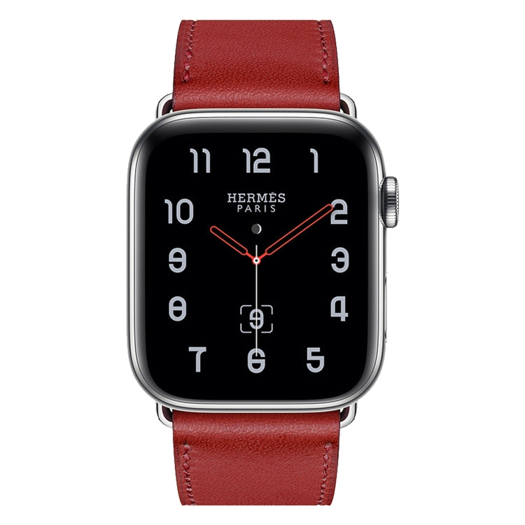 For Apple Watch Series 7 45mm / 6 & SE & 5 & 4 44mm / 3 & 2 & 1 42mm Leather Watch Band(Red) by bashfashion