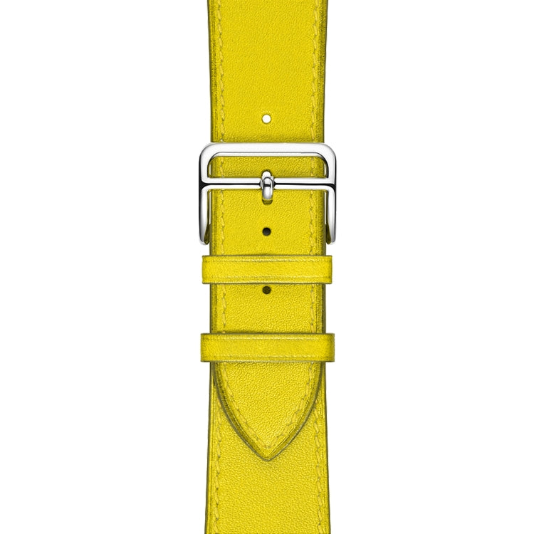 For Apple Watch Series 7 45mm / 6 & SE & 5 & 4 44mm / 3 & 2 & 1 42mm Leather Watch Band(Yellow) by bashfashion