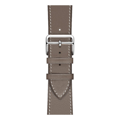 For Apple Watch Series 7 45mm / 6 & SE & 5 & 4 44mm / 3 & 2 & 1 42mm Leather Watch Band(Grey) by bashfashion
