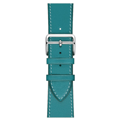 For Apple Watch Series 7 45mm / 6 & SE & 5 & 4 44mm / 3 & 2 & 1 42mm Leather Watch Band(Blue) by bashfashion