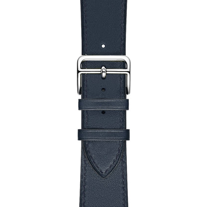 For Apple Watch Series 7 45mm / 6 & SE & 5 & 4 44mm / 3 & 2 & 1 42mm Leather Watch Band(Dark Blue) by bashfashion