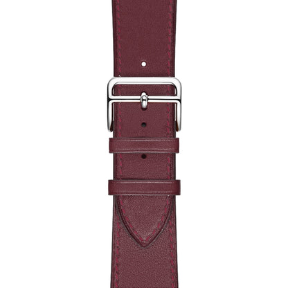 For Apple Watch Series 7 45mm / 6 & SE & 5 & 4 44mm / 3 & 2 & 1 42mm Leather Watch Band(Purplish Red) by bashfashion