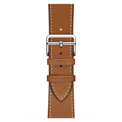For Apple Watch Series 7 45mm / 6 & SE & 5 & 4 44mm / 3 & 2 & 1 42mm Leather Watch Band(Brown) by bashfashion