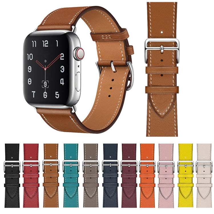 For Apple Watch Series 7 45mm / 6 & SE & 5 & 4 44mm / 3 & 2 & 1 42mm Leather Watch Band(Creamy-white) by bashfashion