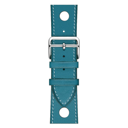 For Apple Watch Series 8&7 41mm / SE 2&6&SE&5&4 40mm / 3&2&1 38mm Leather Three Holes Watch Band(Blue) by bashfashion