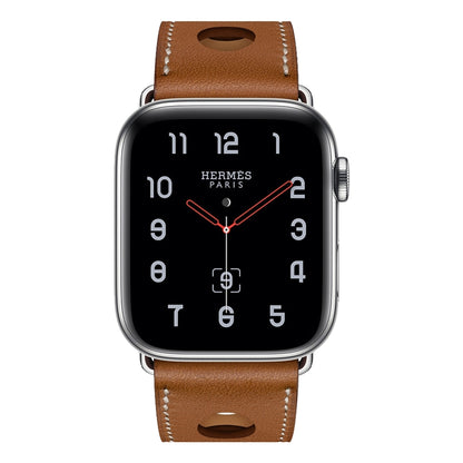 For Apple Watch Series 7 45mm / 6 & SE & 5 & 4 44mm / 3 & 2 & 1 42mm Leather Three Holes Watch Band(Brown) by bashfashion