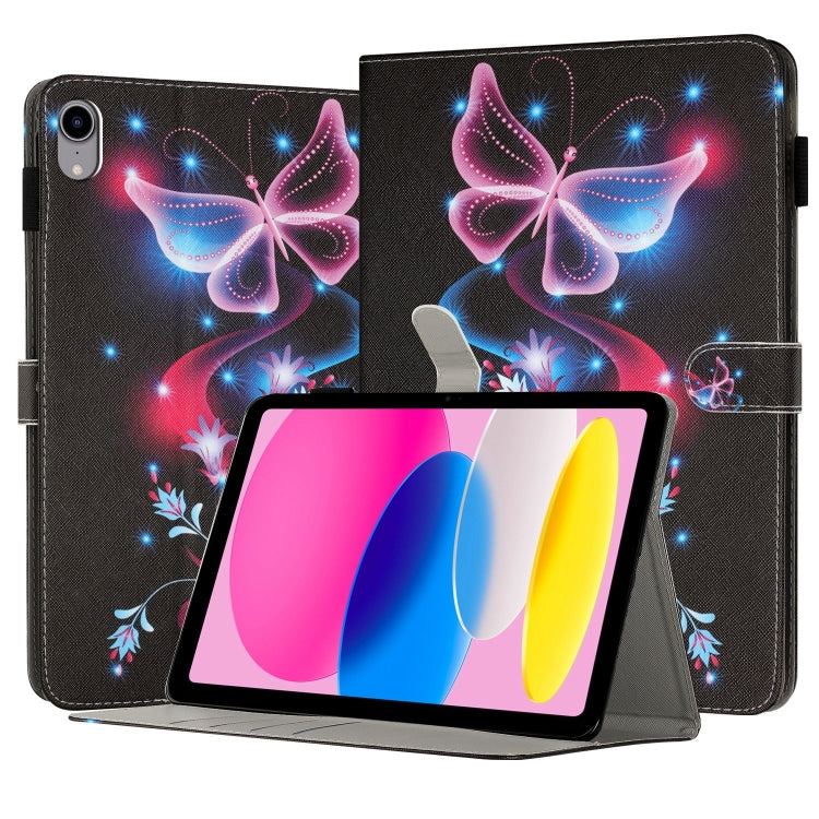 For iPad 2025 / 2022 Painted Leather Smart Tablet Case(Fluorescent Butterflies) by bashfashion