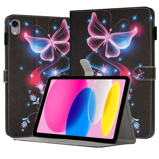 For iPad 2025 / 2022 Painted Leather Smart Tablet Case(Fluorescent Butterflies) by bashfashion