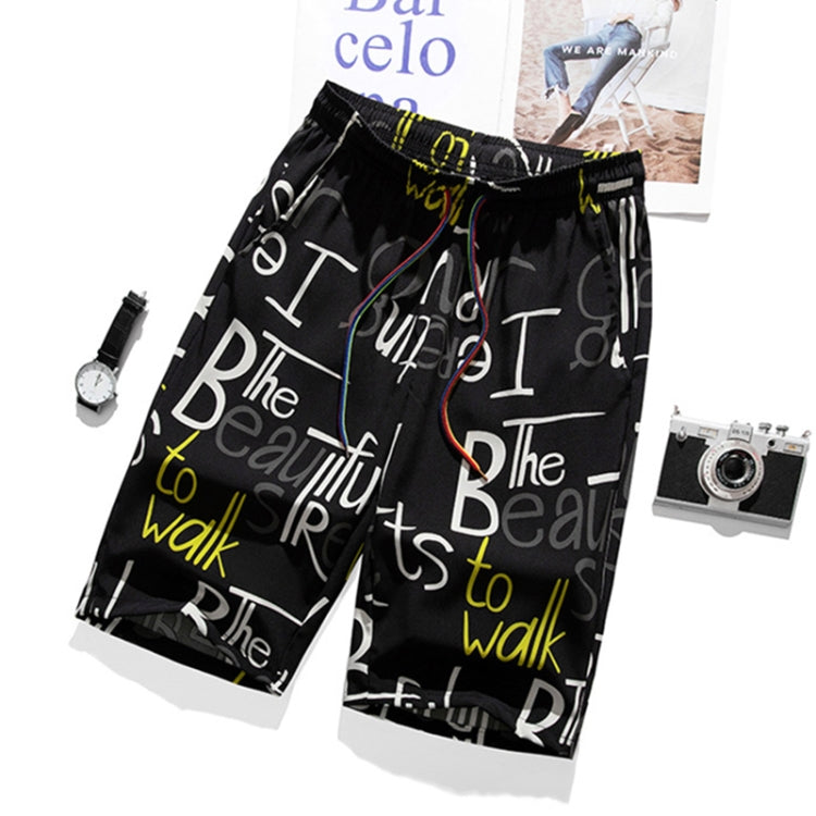 Men Summer Thin Straight Leg Casual Shorts, Size:M(White Letters) by bashfashion