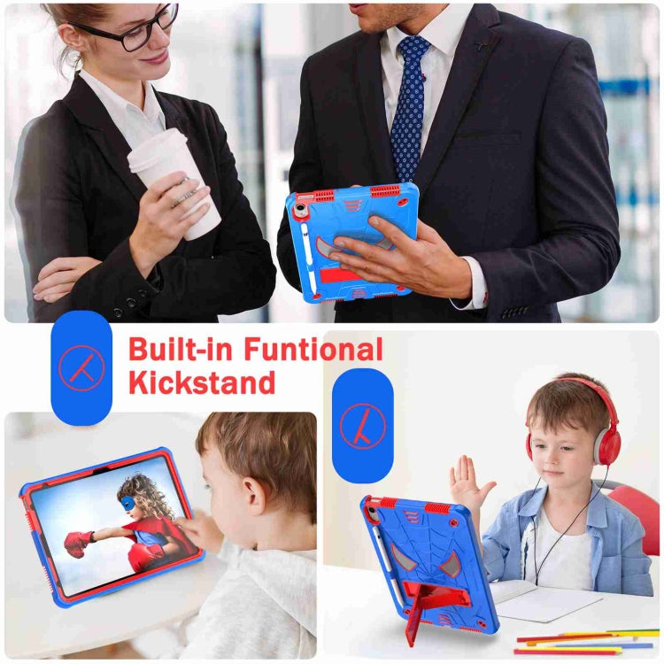 For iPad 2025 / 2022 Spider Texture Silicone Hybrid PC Tablet Case with Shoulder Strap(Blue + Red) by bashfashion