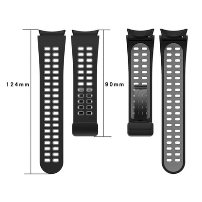 For Samsung Galaxy Watch5 Double-row Hole Folding Buckle Silicone Watch Band(Black Green) by bashfashion