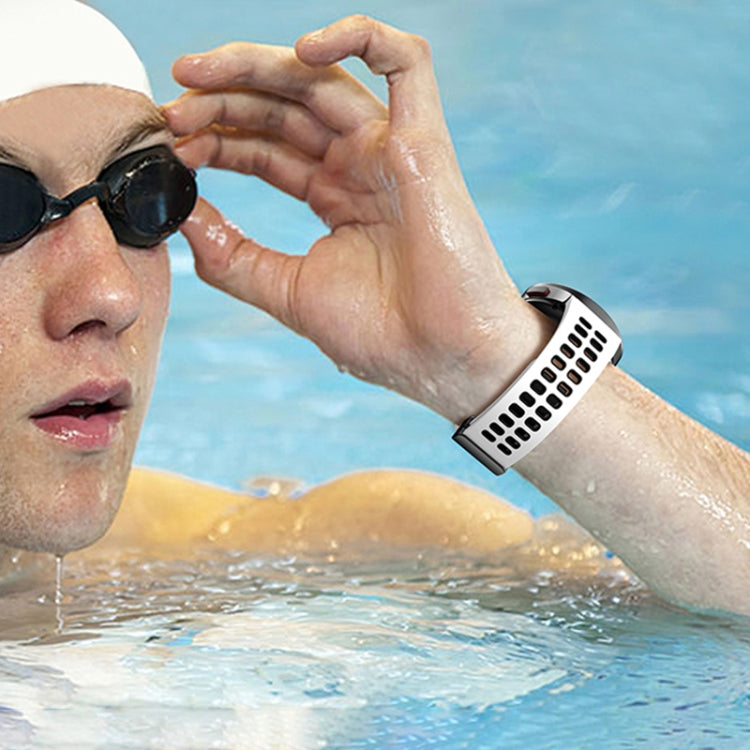 For Samsung Galaxy Watch5 Double-row Hole Folding Buckle Silicone Watch Band(White Black) by bashfashion