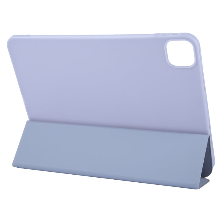 For iPad Pro 11 2025 / 2024 GEBEI 3-folding Holder Shockproof Flip Leather Tablet Case(Light Purple) by GEBEI