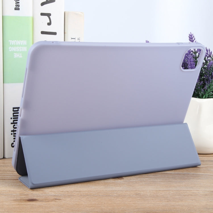 For iPad Pro 11 2025 / 2024 GEBEI 3-folding Holder Shockproof Flip Leather Tablet Case(Light Purple) by GEBEI