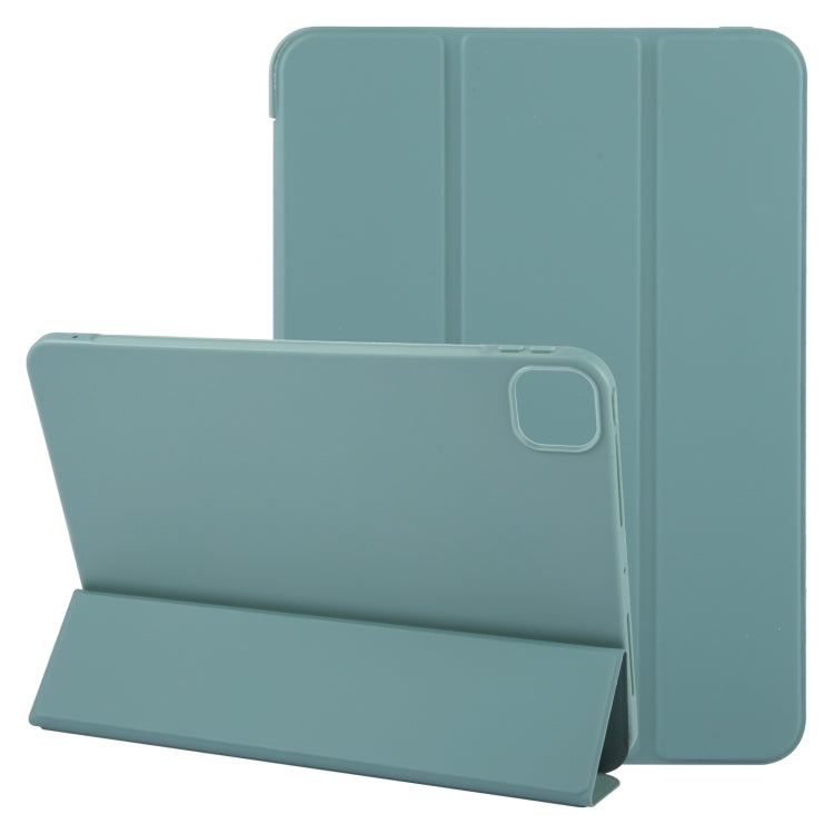 For iPad Pro 11 2025 / 2024 GEBEI 3-folding Holder Shockproof Flip Leather Tablet Case(Dark Green) by GEBEI